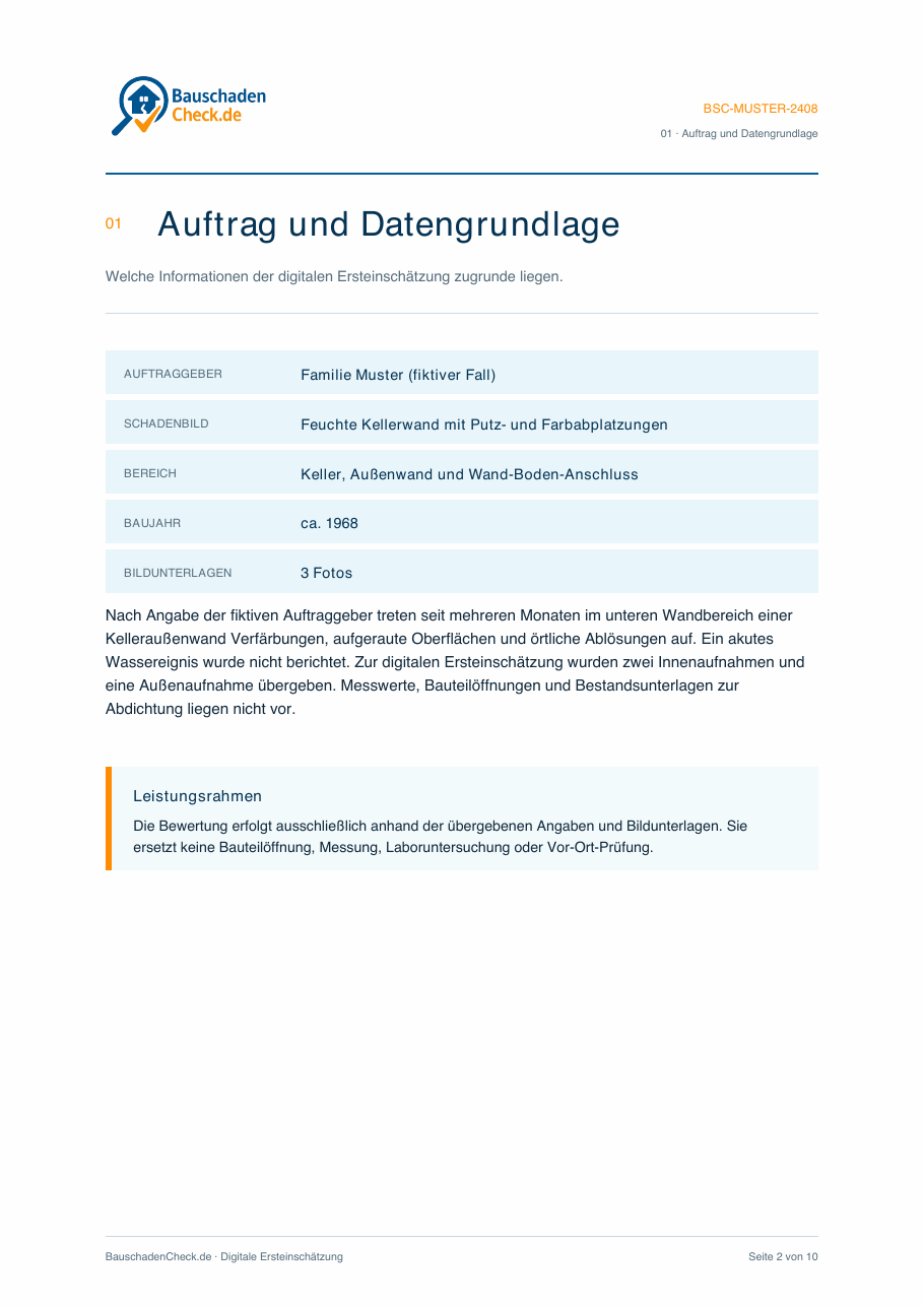 Musterbericht – Auftrag und Datengrundlage