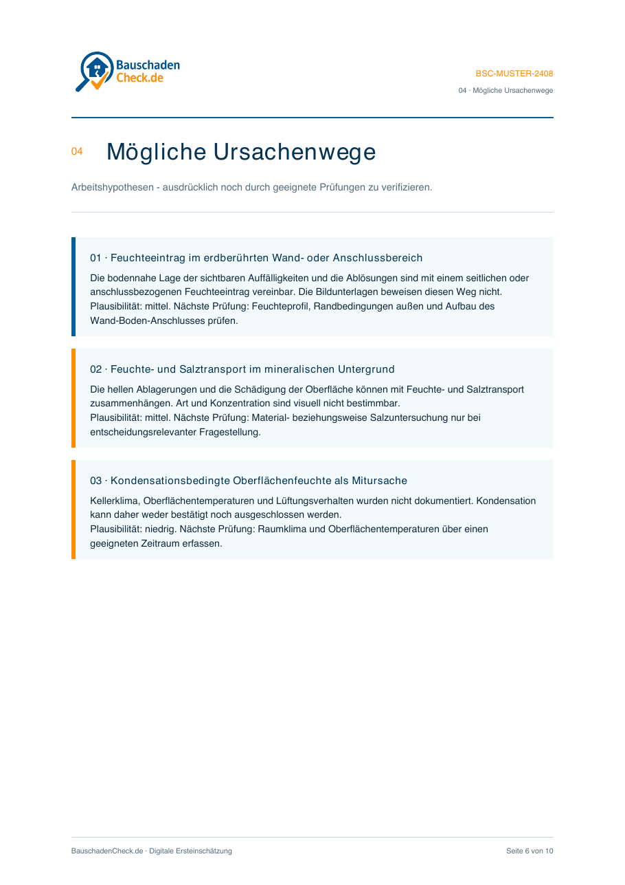 Musterbericht – Mögliche Ursachenwege