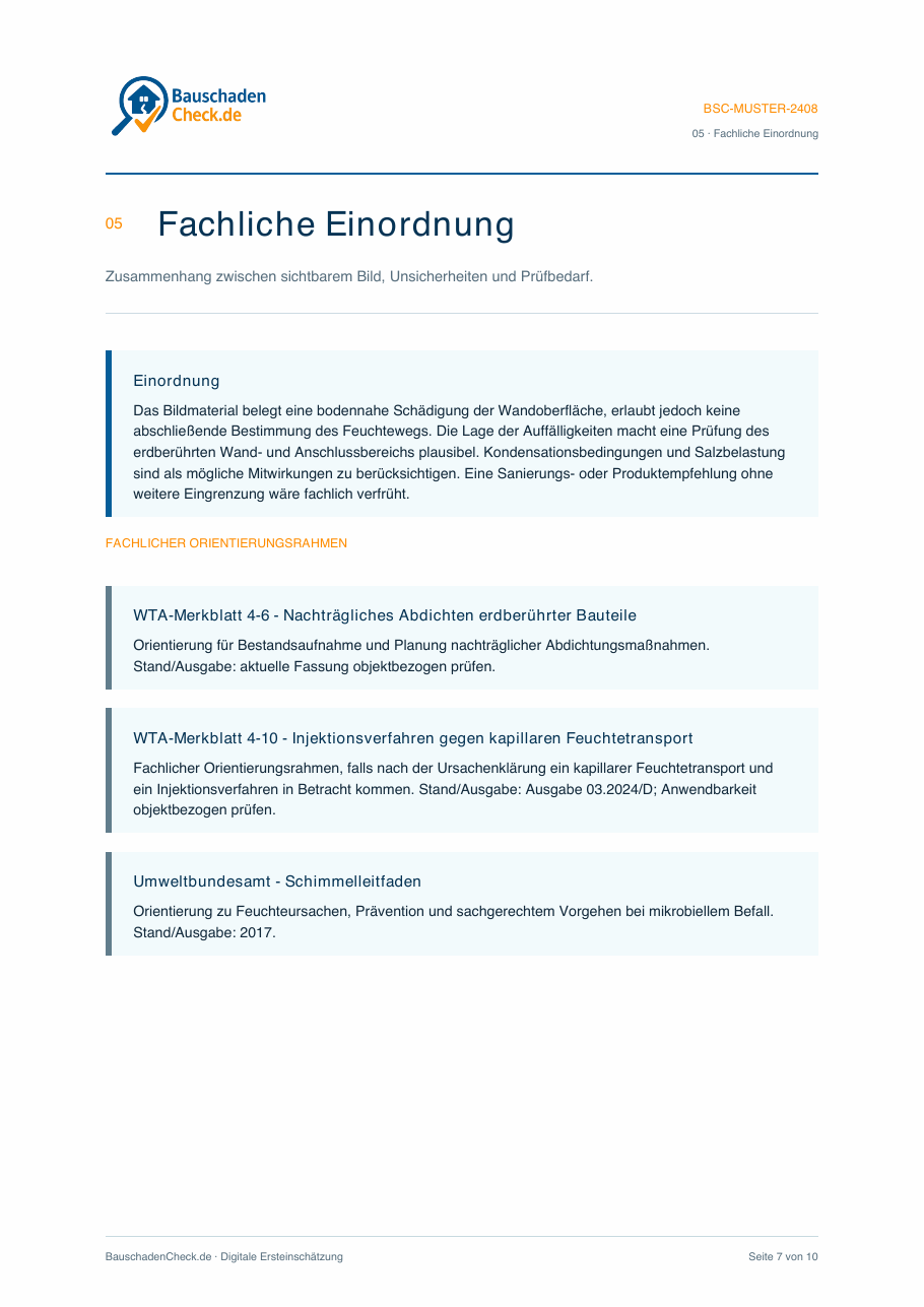 Musterbericht – Fachliche Einordnung