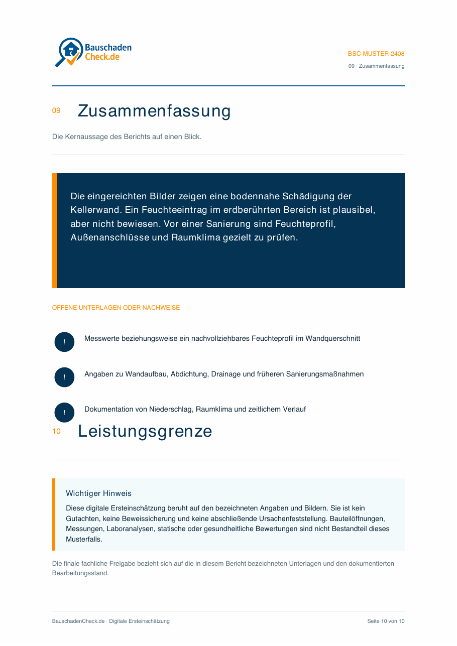 Musterbericht – Zusammenfassung